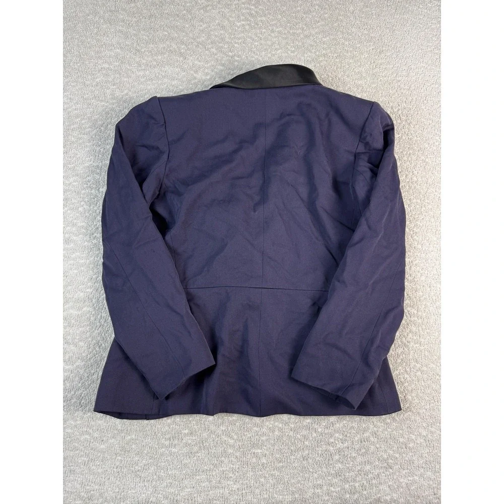 Vintage Yves Saint Laurent Blazer Womens 8 Navy Wool Collar Made France 90s